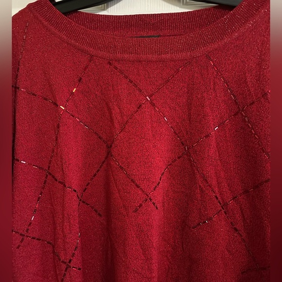 ALFANI, WOMEN'S NWT RED RAYON LONG SLEEVED BEADED/METALLIC SWEATER, SIZE 3X - Picture 2 of 4